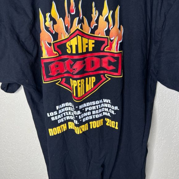 AC/DC Harley Davidson Inspo 2001 Stiff Upper Lip Tour T Shirt XL - Picture 4 of 5
